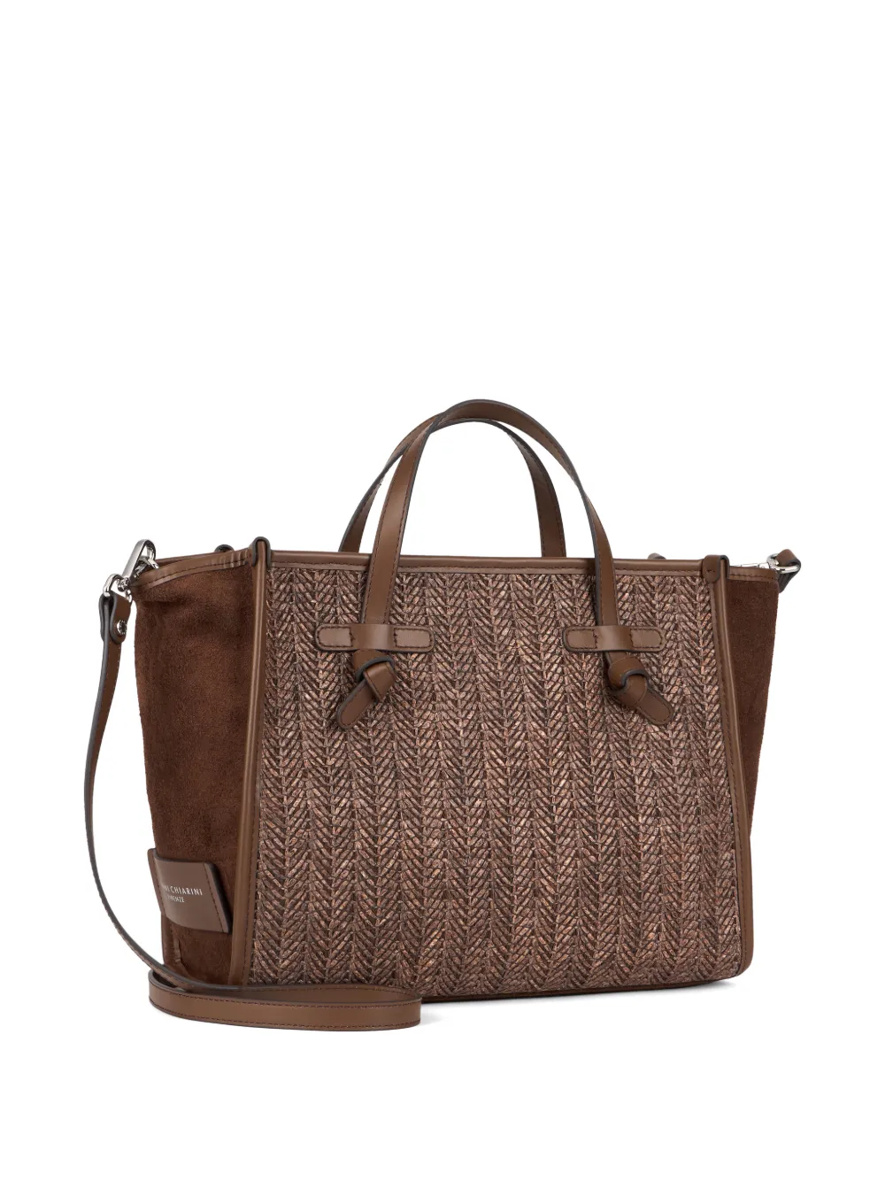 GIANNI CHIARINI Miss Marcella geweven shopper met suède vlak Bruin