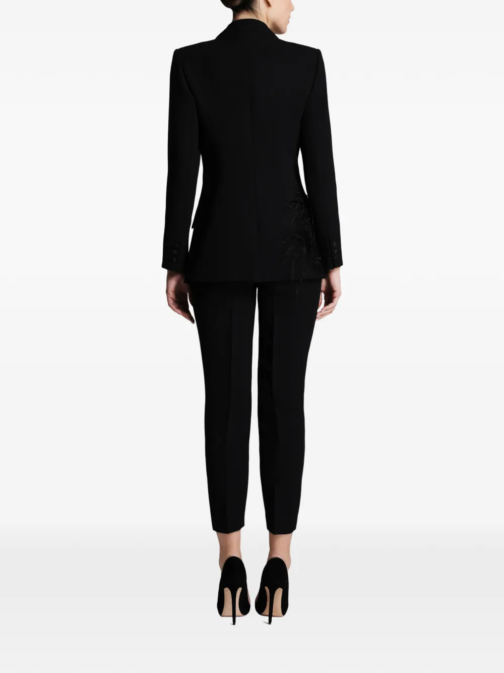 IMROSKA SKA 7 blazer verfraaid met veren detail Zwart