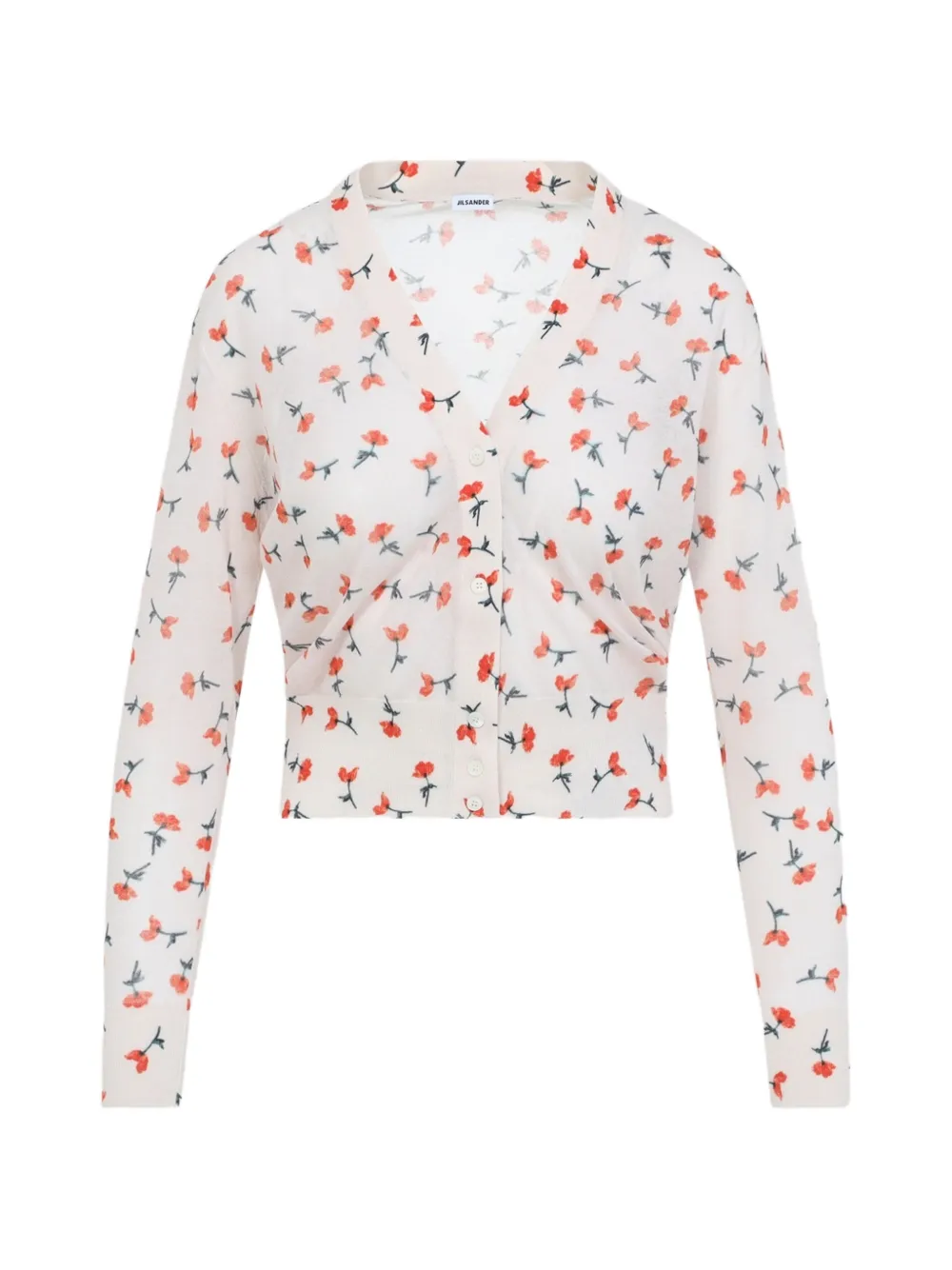 Jil Sander floral collared knitwear - Bianco