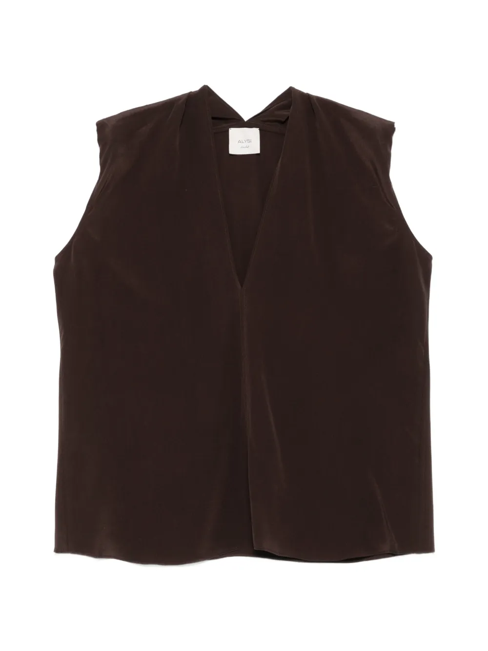 Alysi V-neck silk top - Marrone