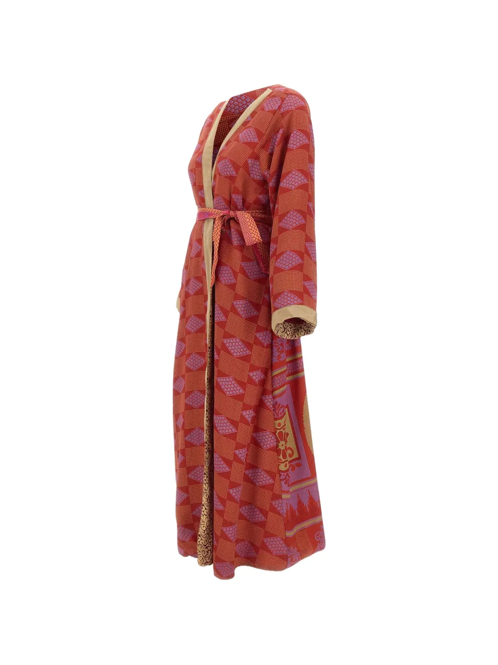 PICUS VIRIDIS geometric reversible silk dress - Rot