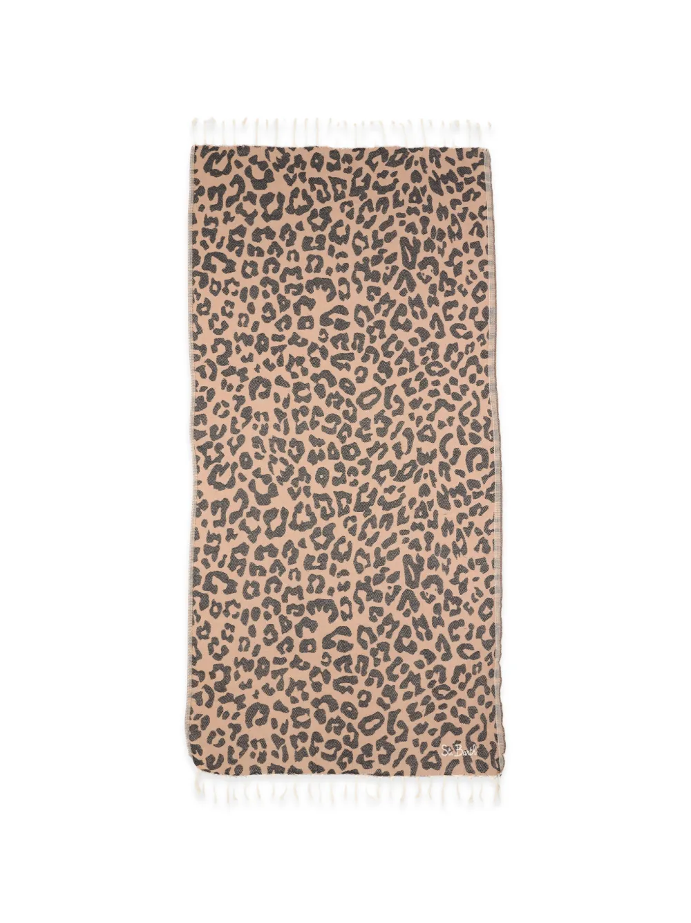 MC2 Saint Barth Kids Asciugamano J leopardato con frange - Marrone