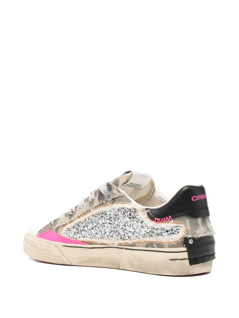 Crime London glitter-embellished camouflage-print sneakers Grijs