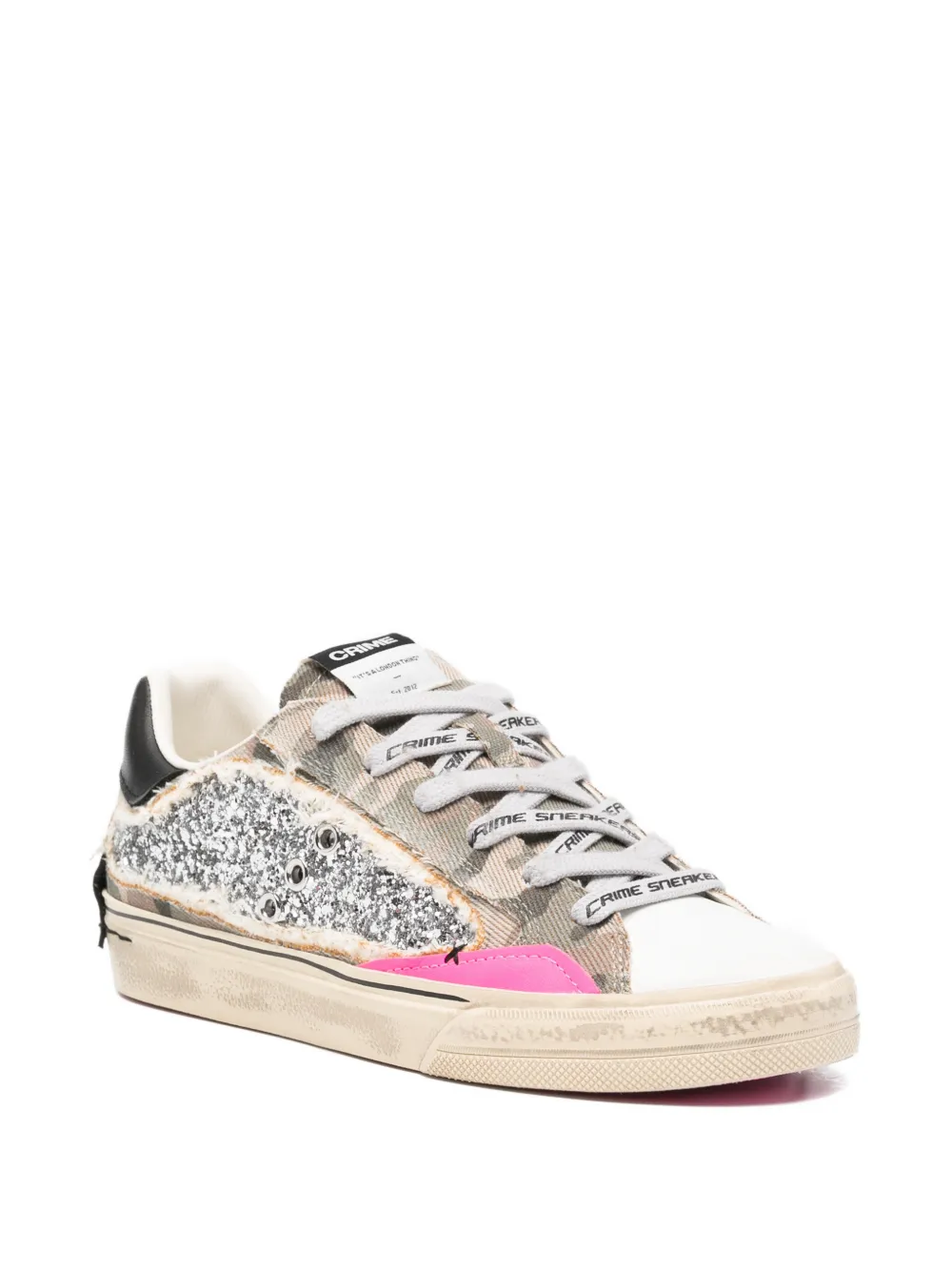 Crime London glitter-embellished camouflage-print sneakers Grijs