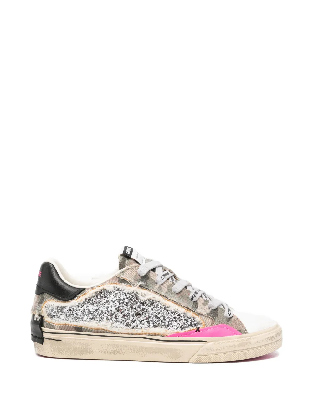 Crime London glitter-embellished camouflage-print sneakers Grijs