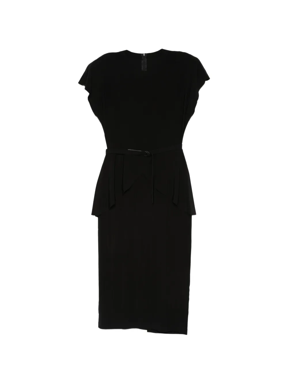 Norma Kamali belted peplum midi dress - Nero