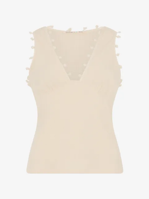 Kristina Ti pom-pom trim ribbed tank top