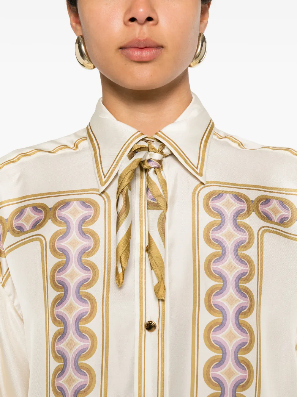 ZIMMERMANN Luna zijden blouse met print Beige