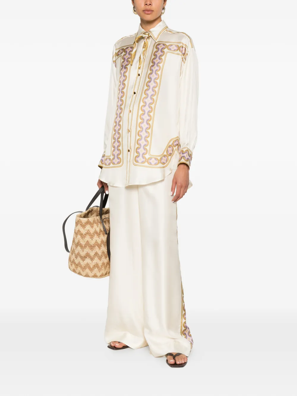ZIMMERMANN Luna zijden blouse met print Beige