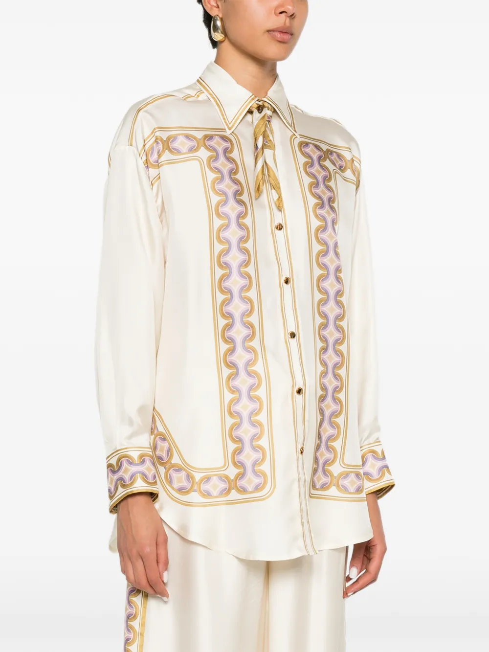 ZIMMERMANN Luna zijden blouse met print Beige