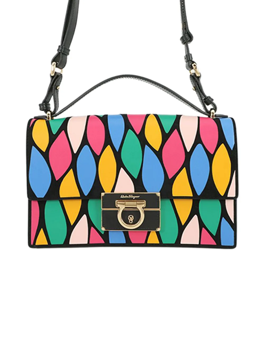 Ferragamo Pre-Owned 2010-2025 Leather Gancini Patchwork Aileen satchel - Nero