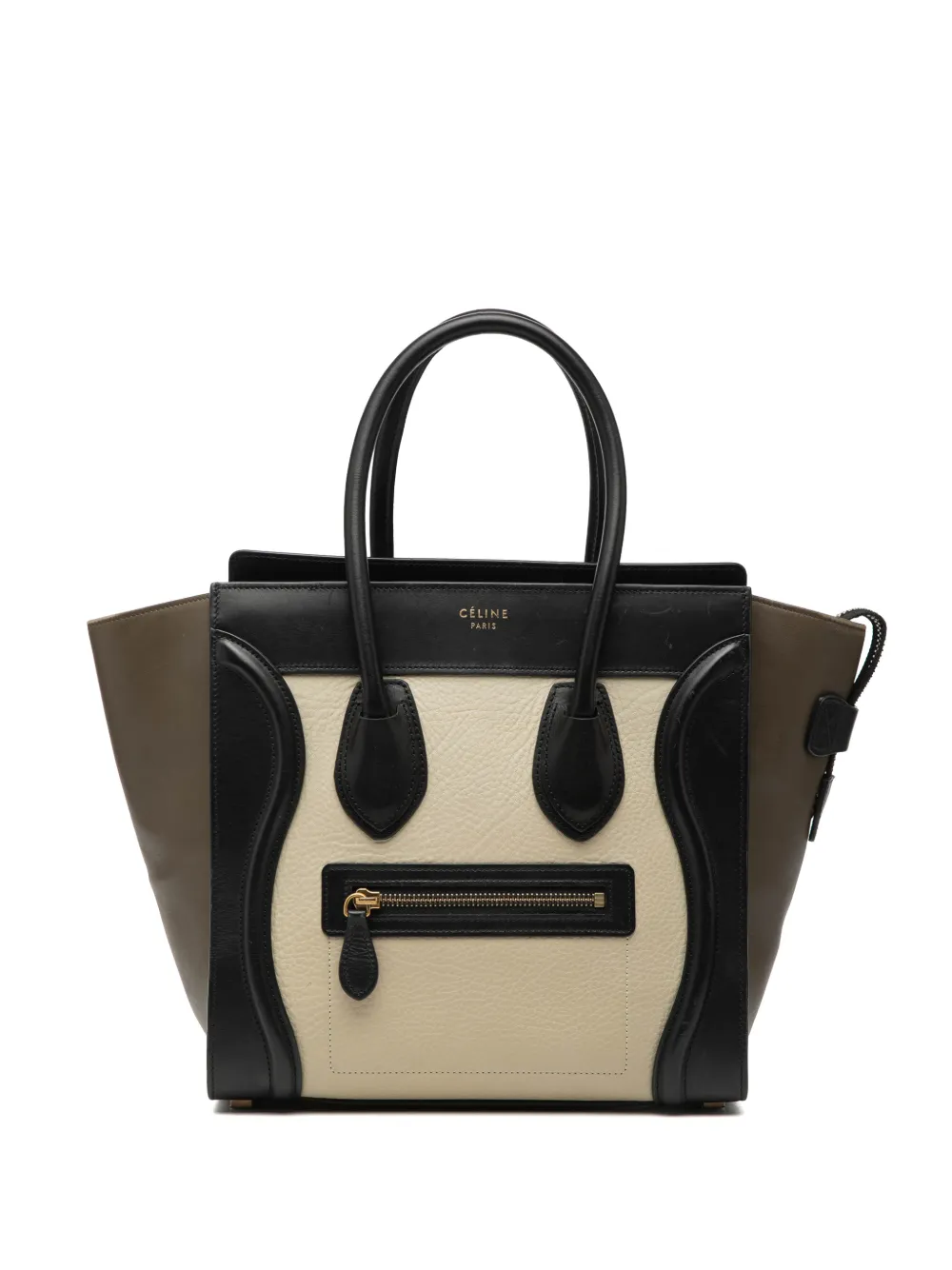 Celine Pre-Owned 2014 Micro Tricolor Leather Luggage tote bag - Bianco