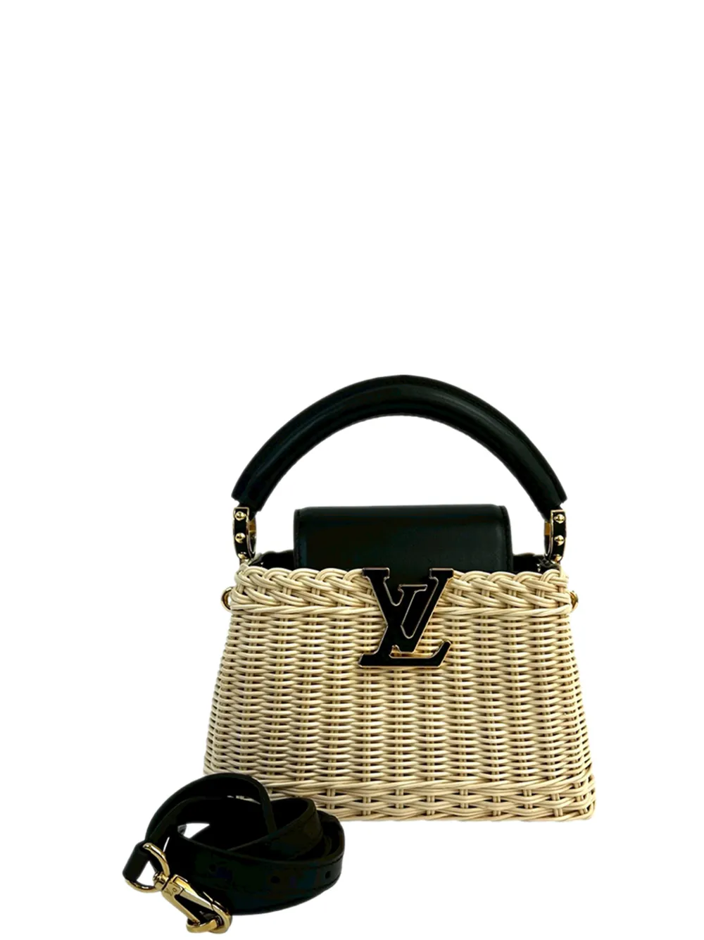 Louis Vuitton Pre-Owned 2021-2025 Mini Rattan and Smooth Calfskin Capucines satchel - Marrone