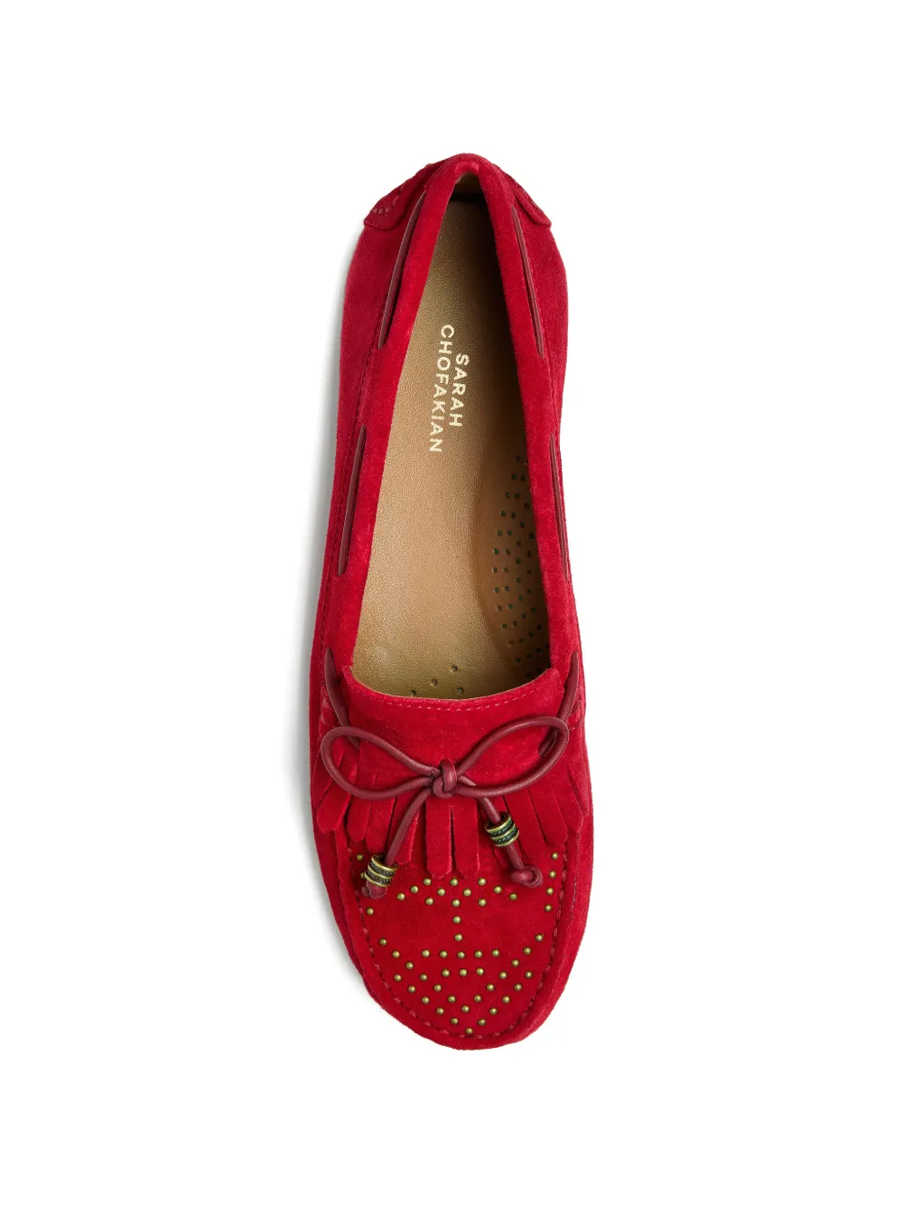 Sarah Chofakian Castelgarden Otonio tassel fringed loafers Rood