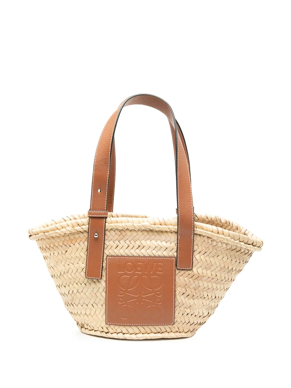 Loewe Pre-Owned 2019 Small Raffia Anagram Basket tote bag - Marrone