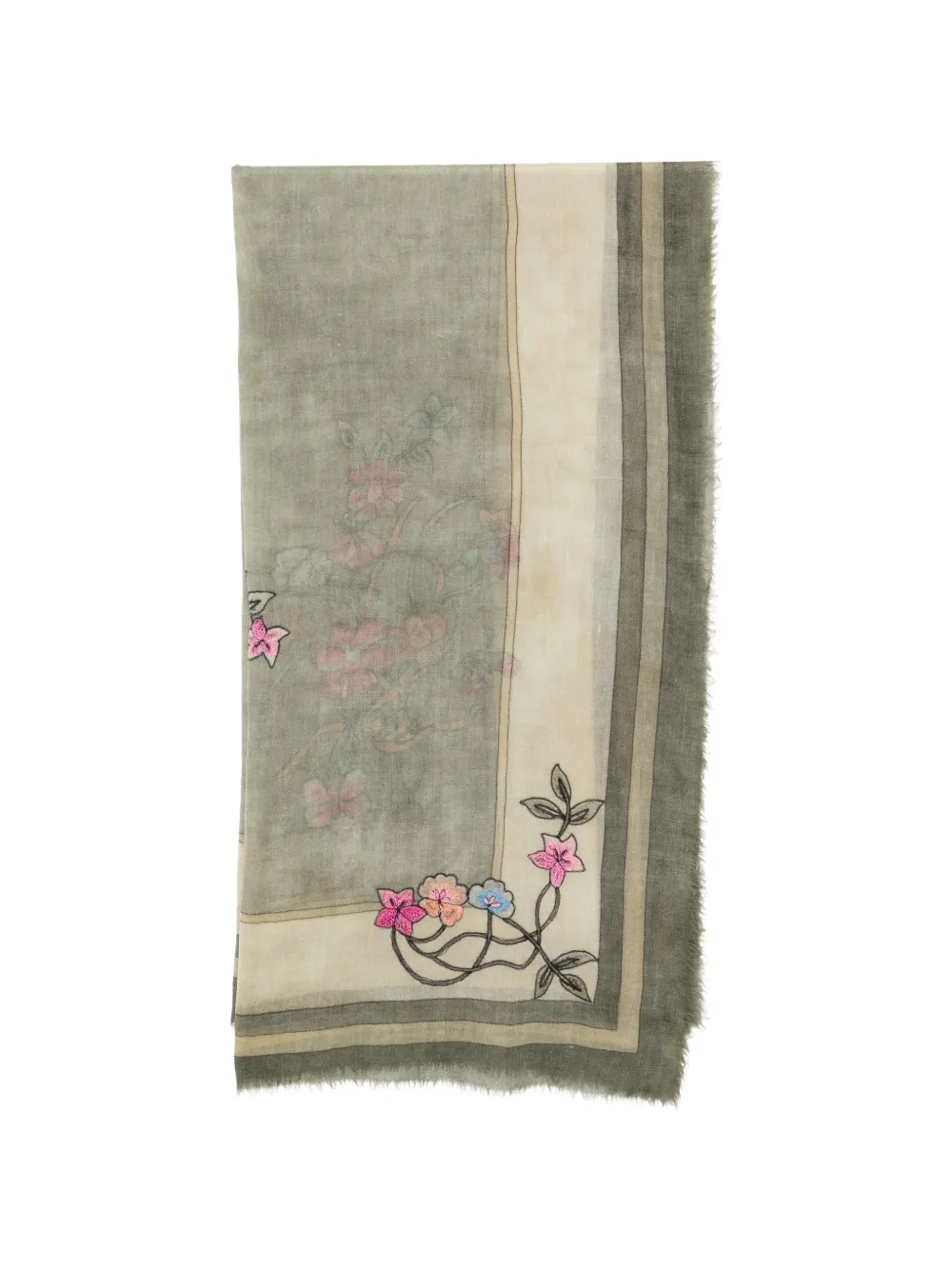 Faliero Sarti floral embroidered scarf - Verde