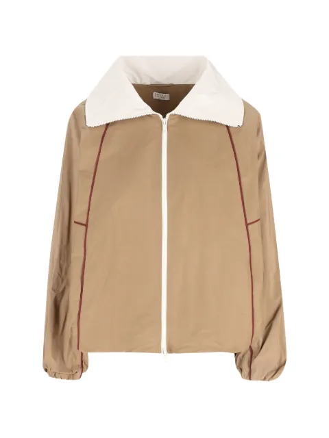 Brunello Cucinelli chamarra con ribetes en contraste