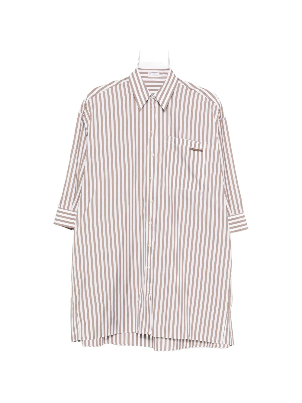 Brunello Cucinelli striped pocket shirt - Marrone