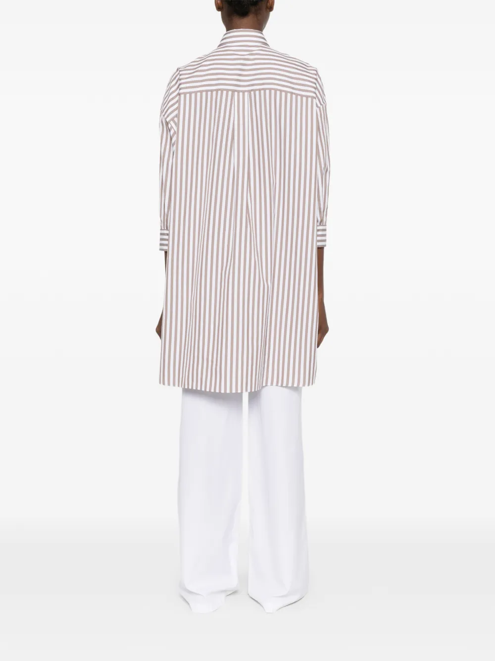 Brunello Cucinelli Gestreept blouse met zak Bruin