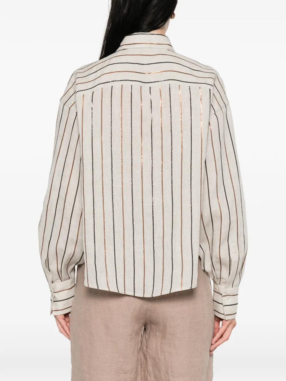 Brunello Cucinelli Gestreept overhemd Beige
