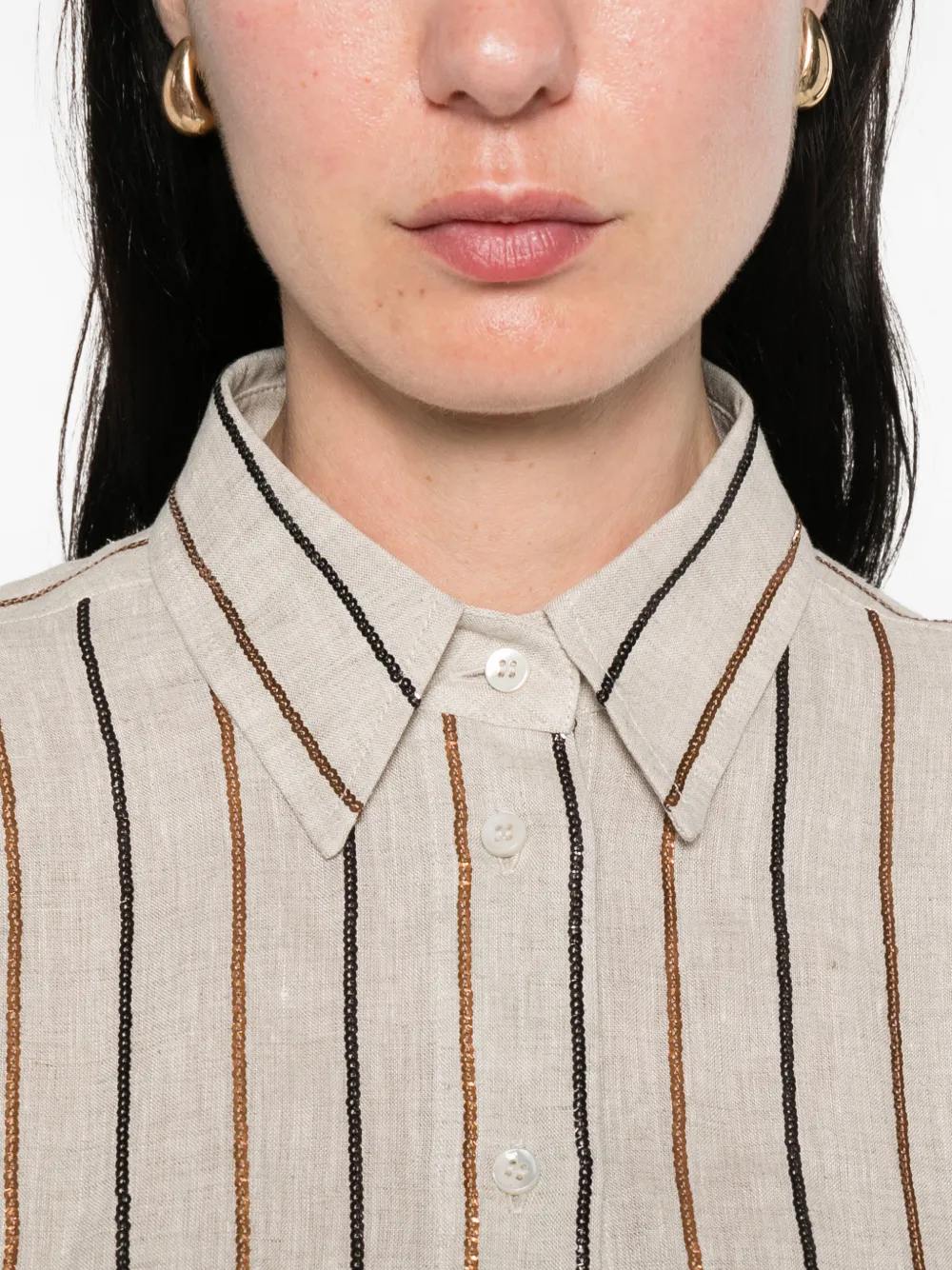 Brunello Cucinelli Gestreept overhemd Beige