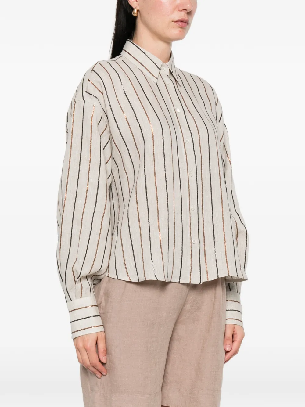 Brunello Cucinelli Gestreept overhemd Beige