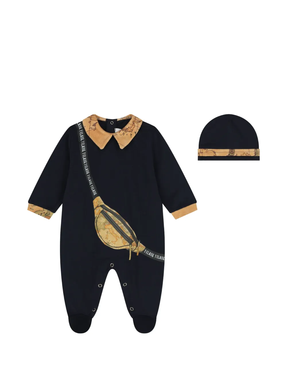 Alviero Martini Kids Geo Map-print babygrow (set of two) - Blue