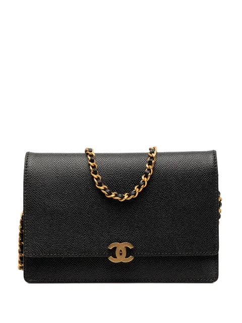 CHANEL Pre-Owned bolsa crossbody Wallet on Chain de piel de becerro granulada con logo CC 1997-1999