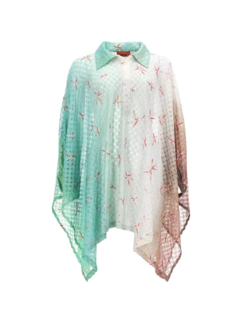 Missoni hæklet strikket top med blomsterbroderi