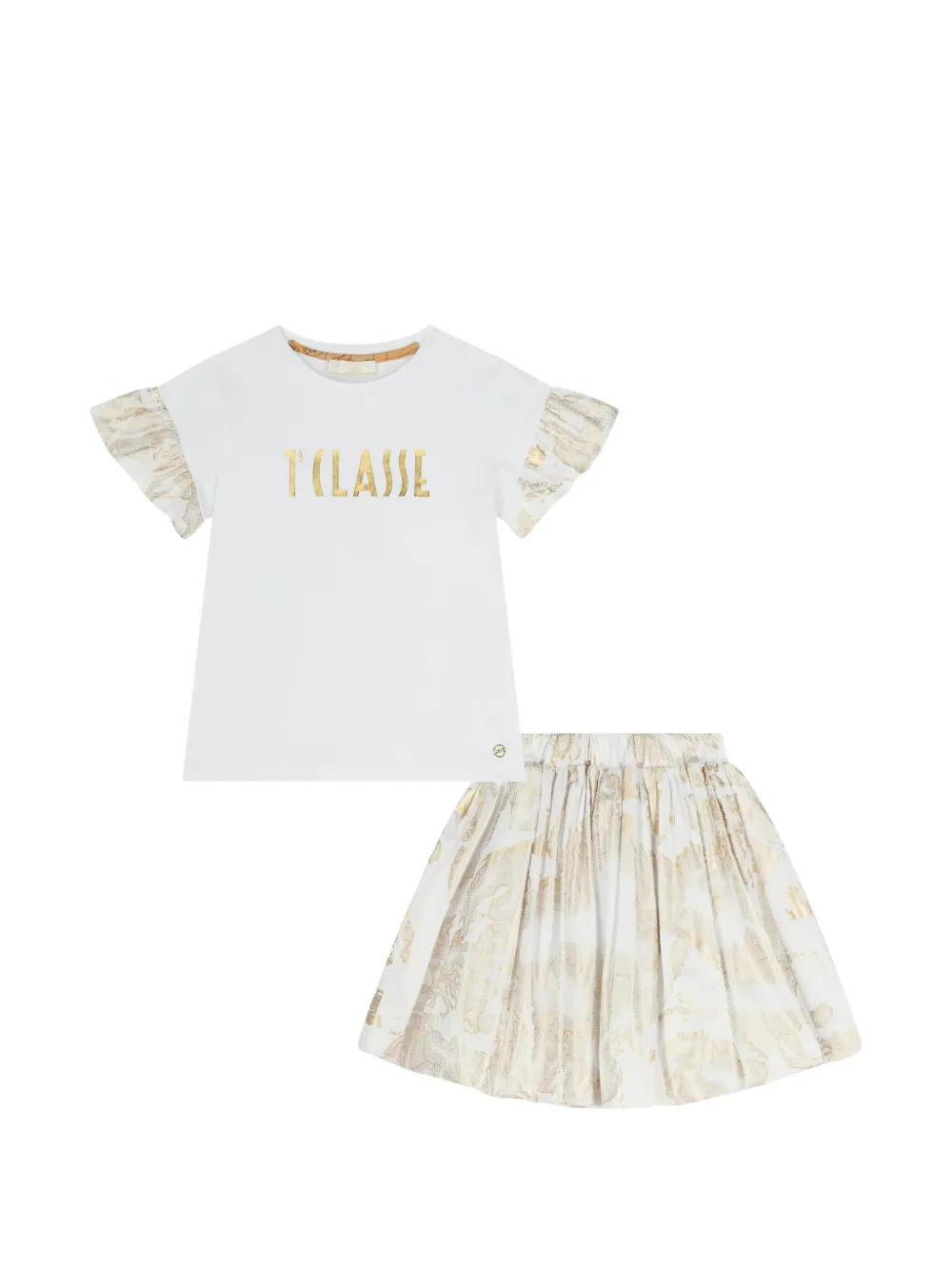 Alviero Martini Kids Set con gonna Geo Map - Bianco