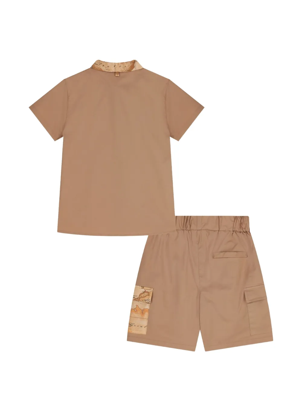 Alviero Martini Kids Geo Map shorts set Beige
