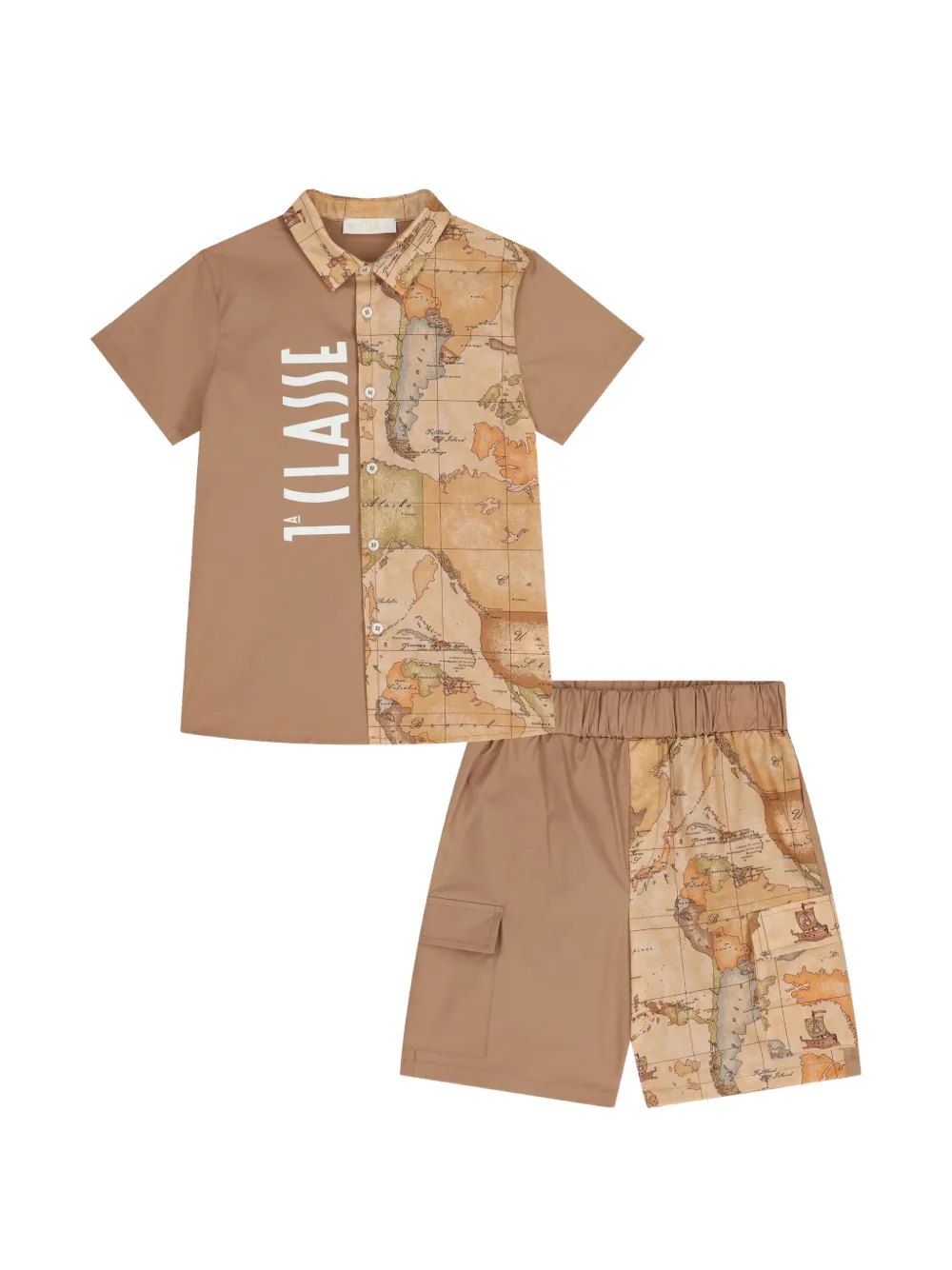 Alviero Martini Kids Set con shorts Geo Map - Toni neutri