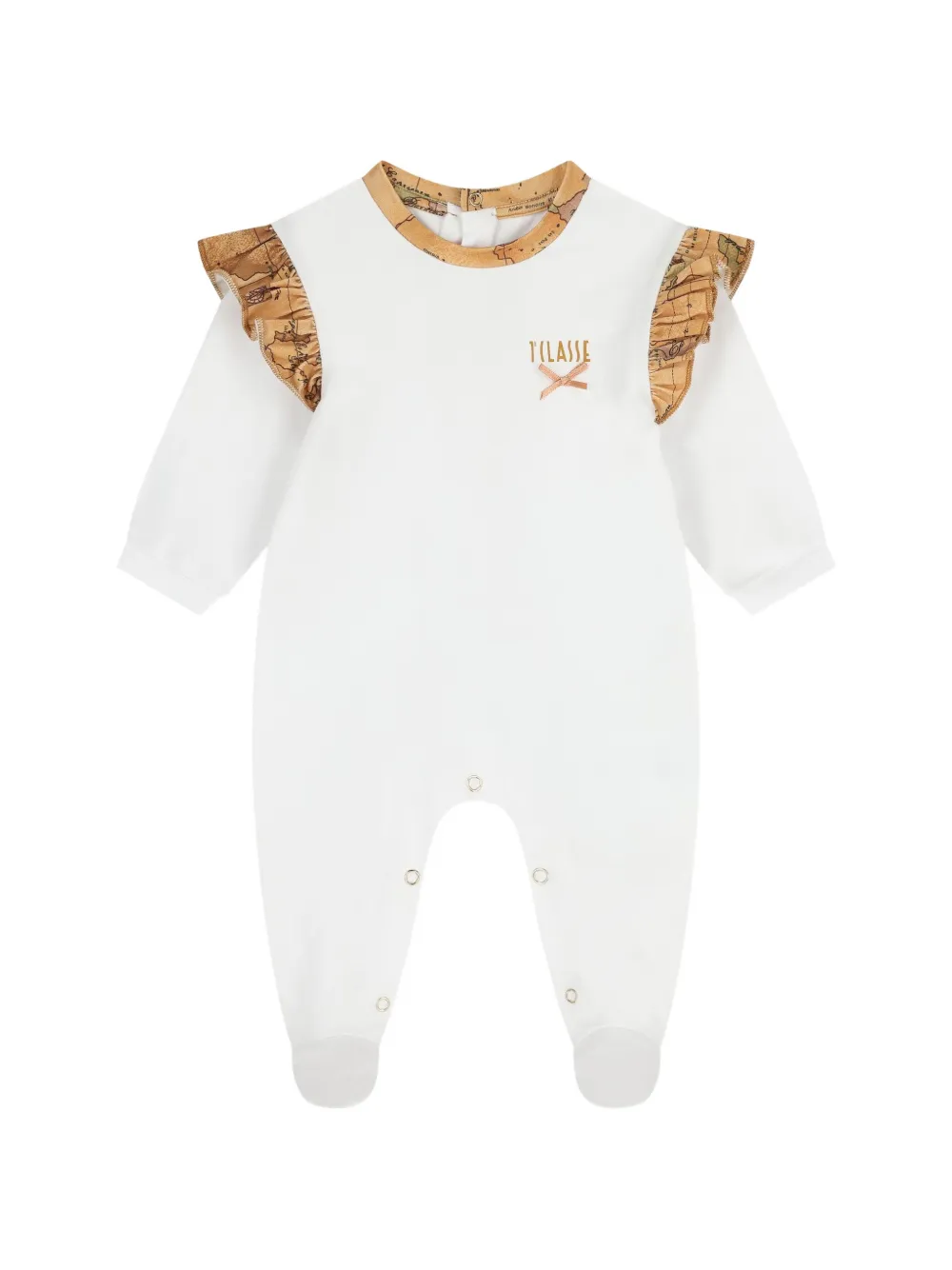  Alviero Martini Kids Set 1ᴬ Classe Geo Map Con Pelele, Body, Vestido, Cubrepañales, Babero Y Gorro - Blanco 