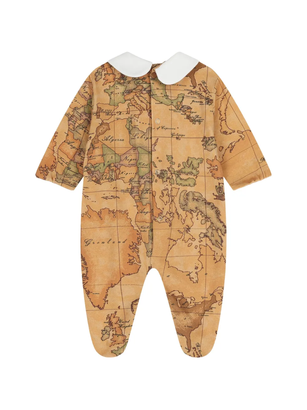 Alviero Martini Kids Vier Geo Map rompers met print Beige