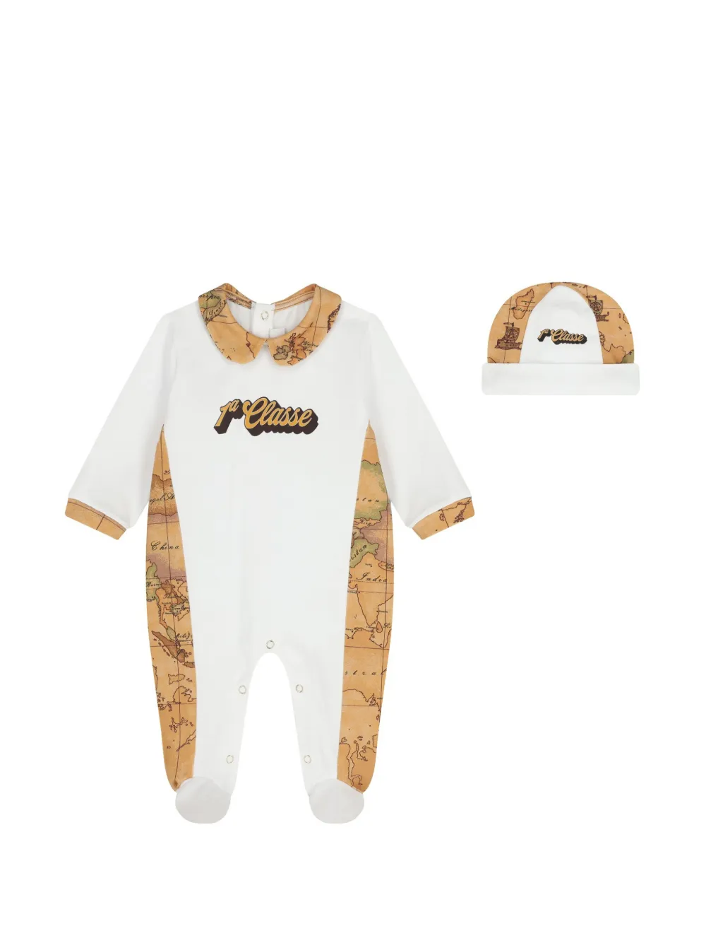 Alviero Martini Kids Geo Map-print babygrow (set of two) - White