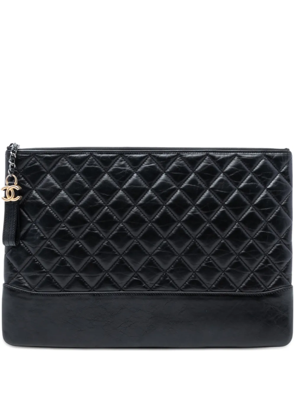 CHANEL Pre-Owned 2018-2019 Large Aged Calfskin Gabrielle O Case clutch bag - Nero