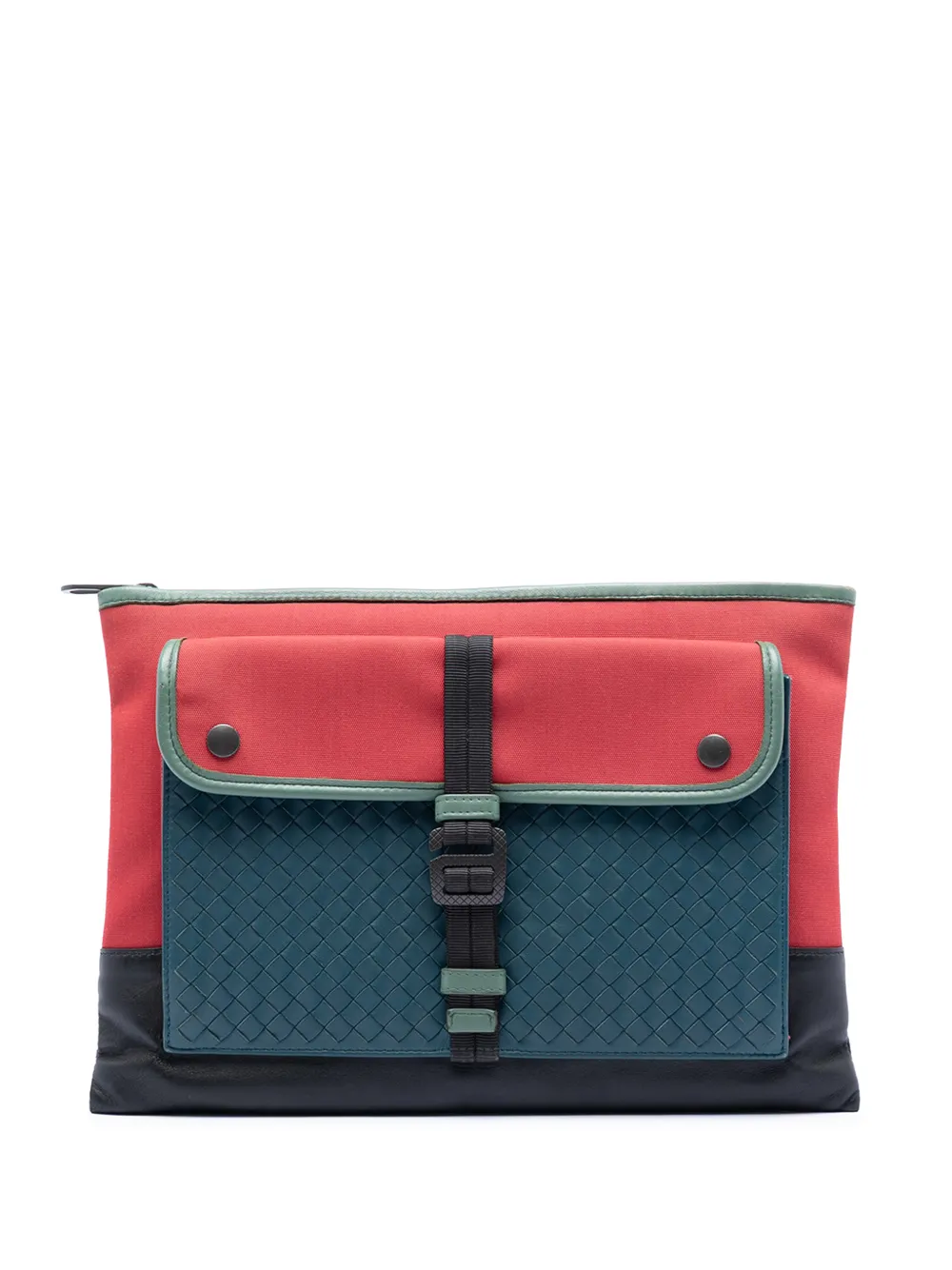 Bottega Veneta Pre-Owned 2012-2025 Canvas and Nappa Intrecciato clutch bag - Blu