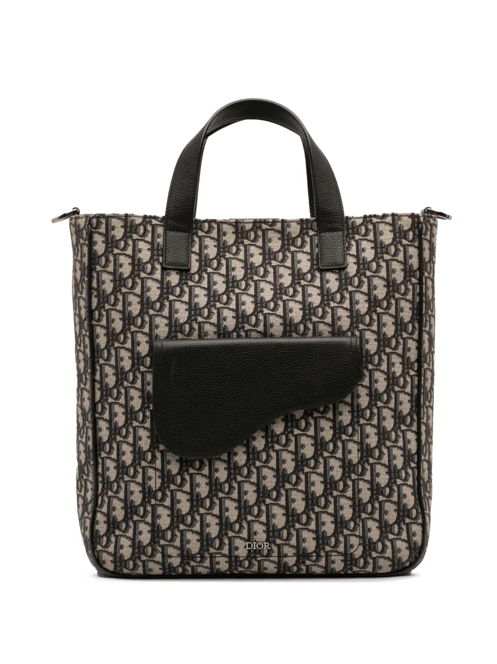 Christian Dior Pre-Owned 2022 Oblique Canvas and Leather Saddle Tote satchel - Blu