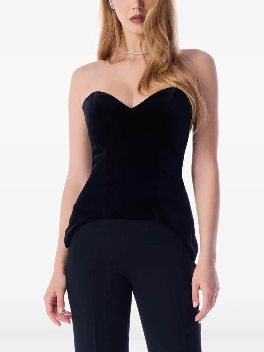 IMROSKA sweetheart-neck top - Nero