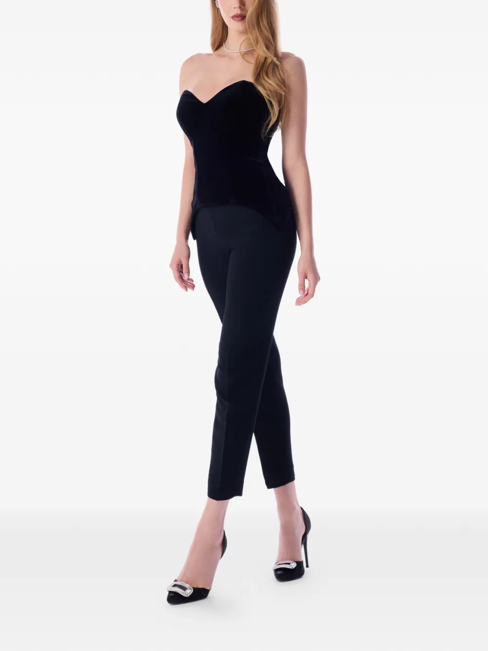  Imroska Sweetheart-neck Top - Black 