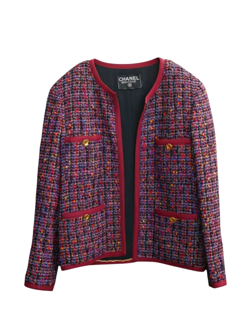 CHANEL Pre-Owned 1991 tweed blazer jacket - Violett