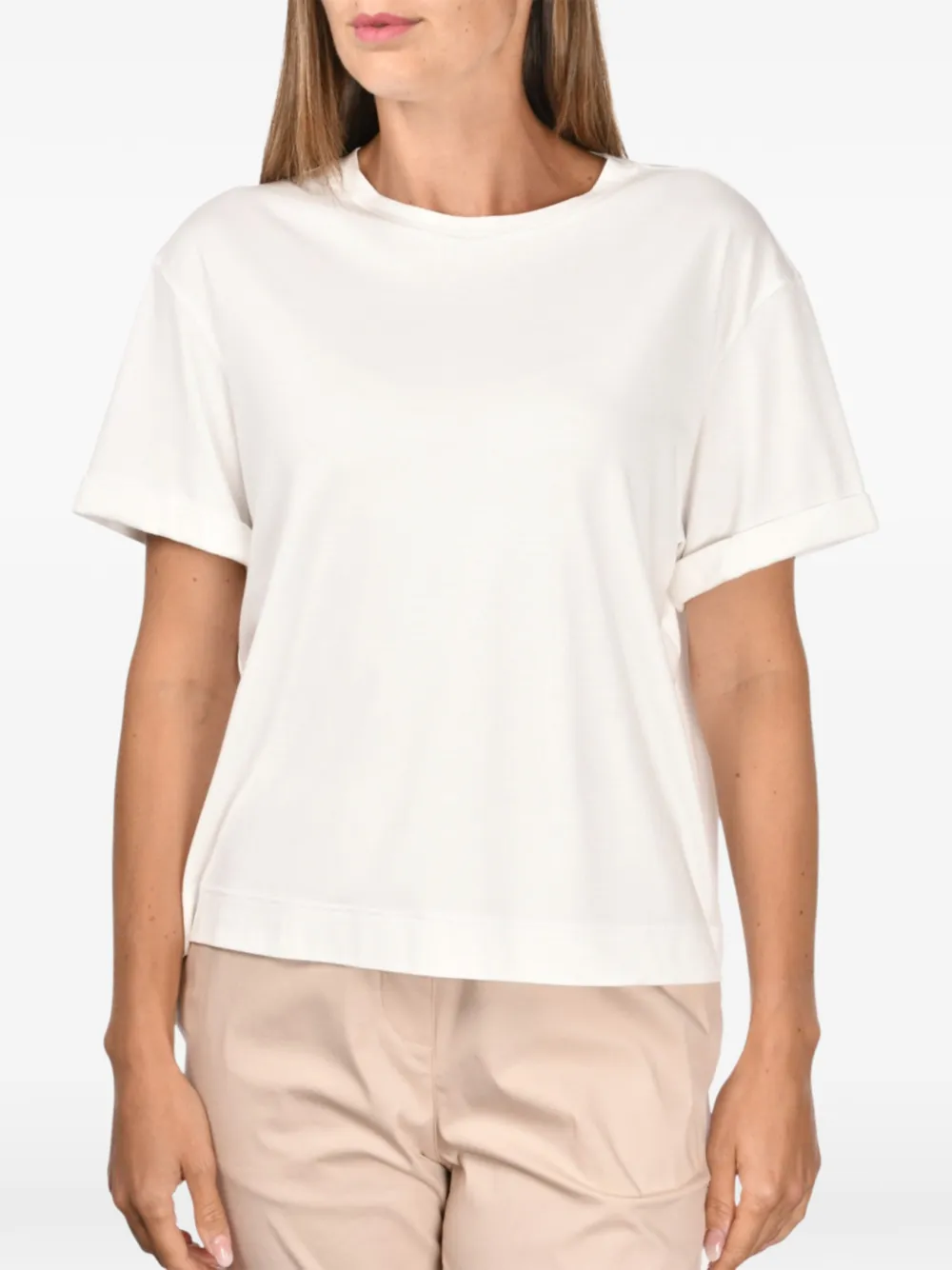Gran Sasso rolled cuff top - Bianco