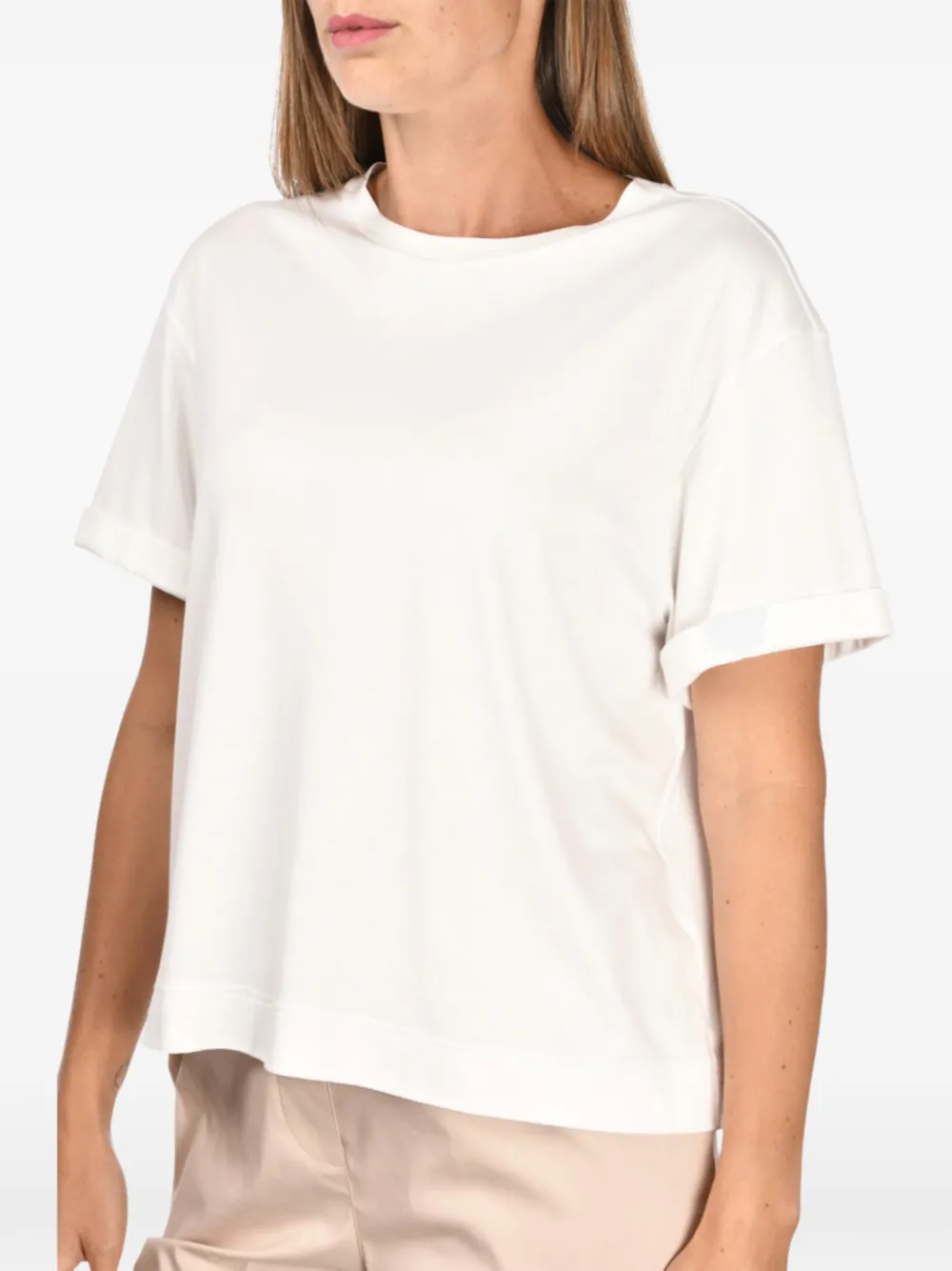 Gran Sasso Top met opgerolde cuffs Wit