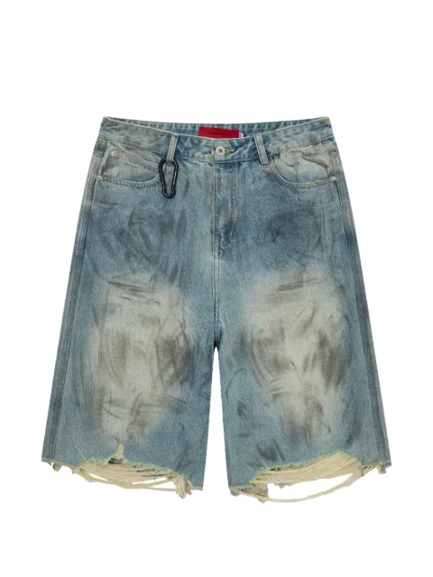ACUPUNCTURE 1993 distressed faded-effect shorts