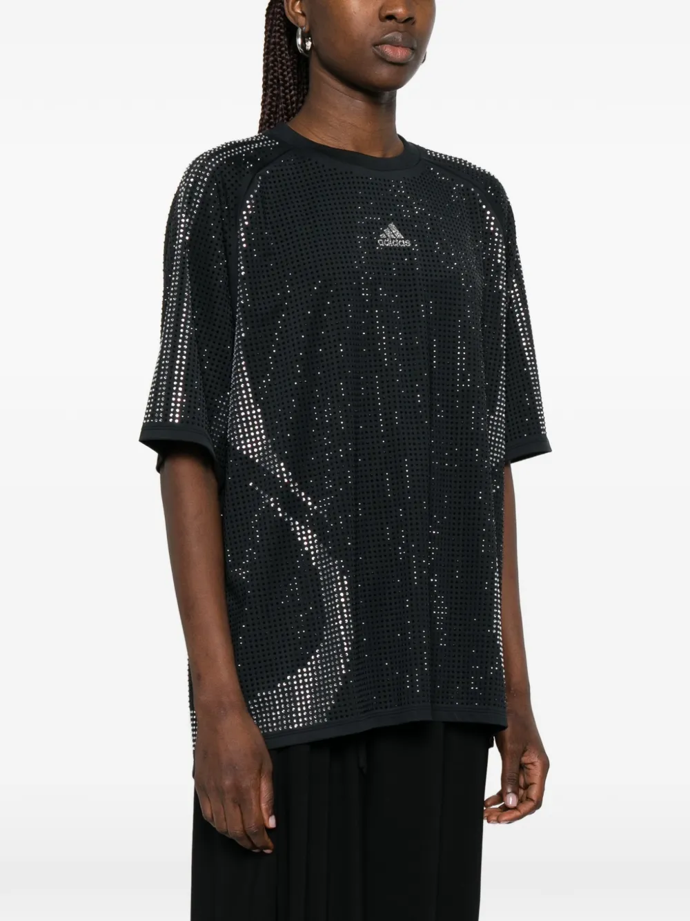 adidas T-shirt met logo van stras Zwart
