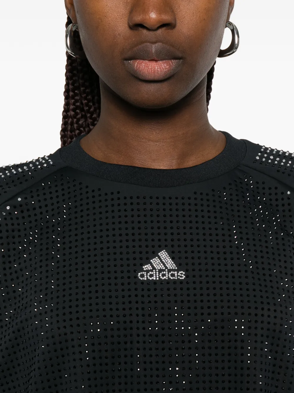 adidas T-shirt met logo van stras Zwart