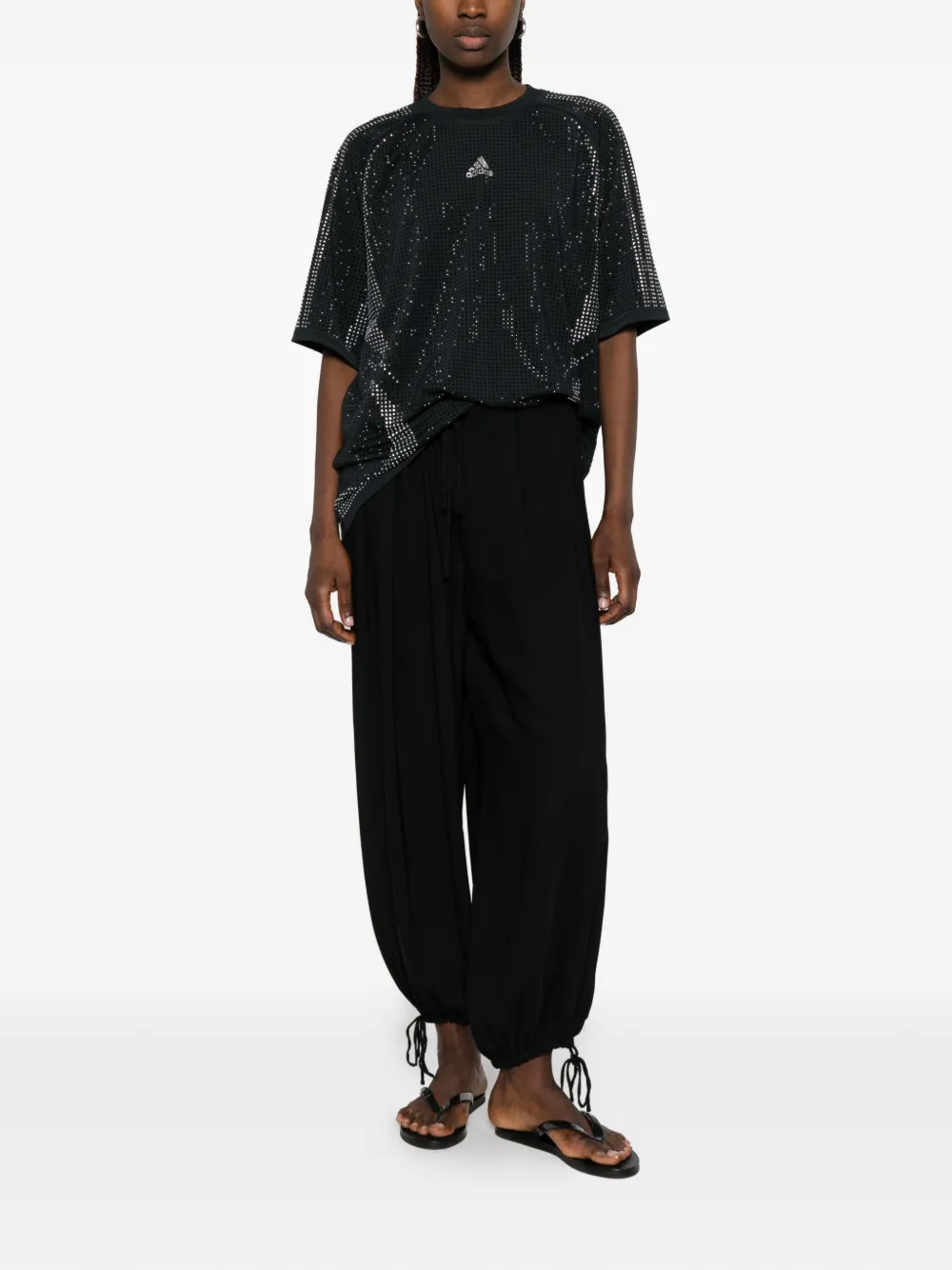 adidas T-shirt met logo van stras Zwart