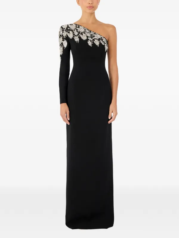 Jenny Packham crystal-embellished one-shoulder Maxi Dress | Black |  FARFETCH AZ