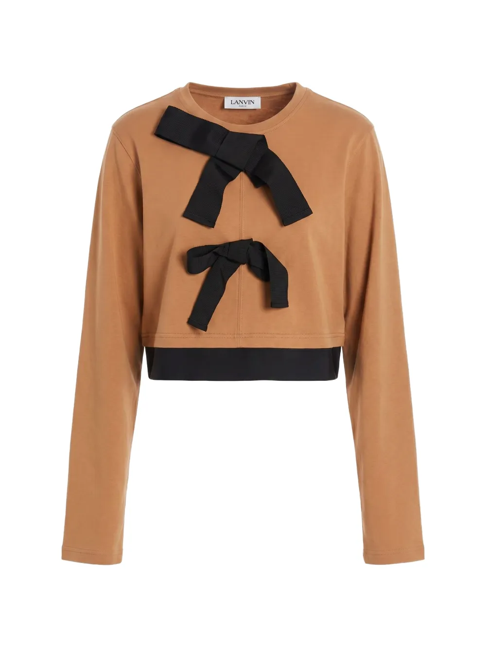 Lanvin bow-detail cropped T-shirt - Marrone