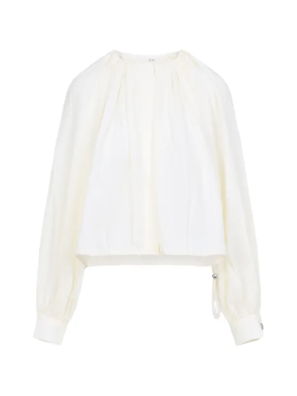 Co Drawstring Gathered Blouse in White